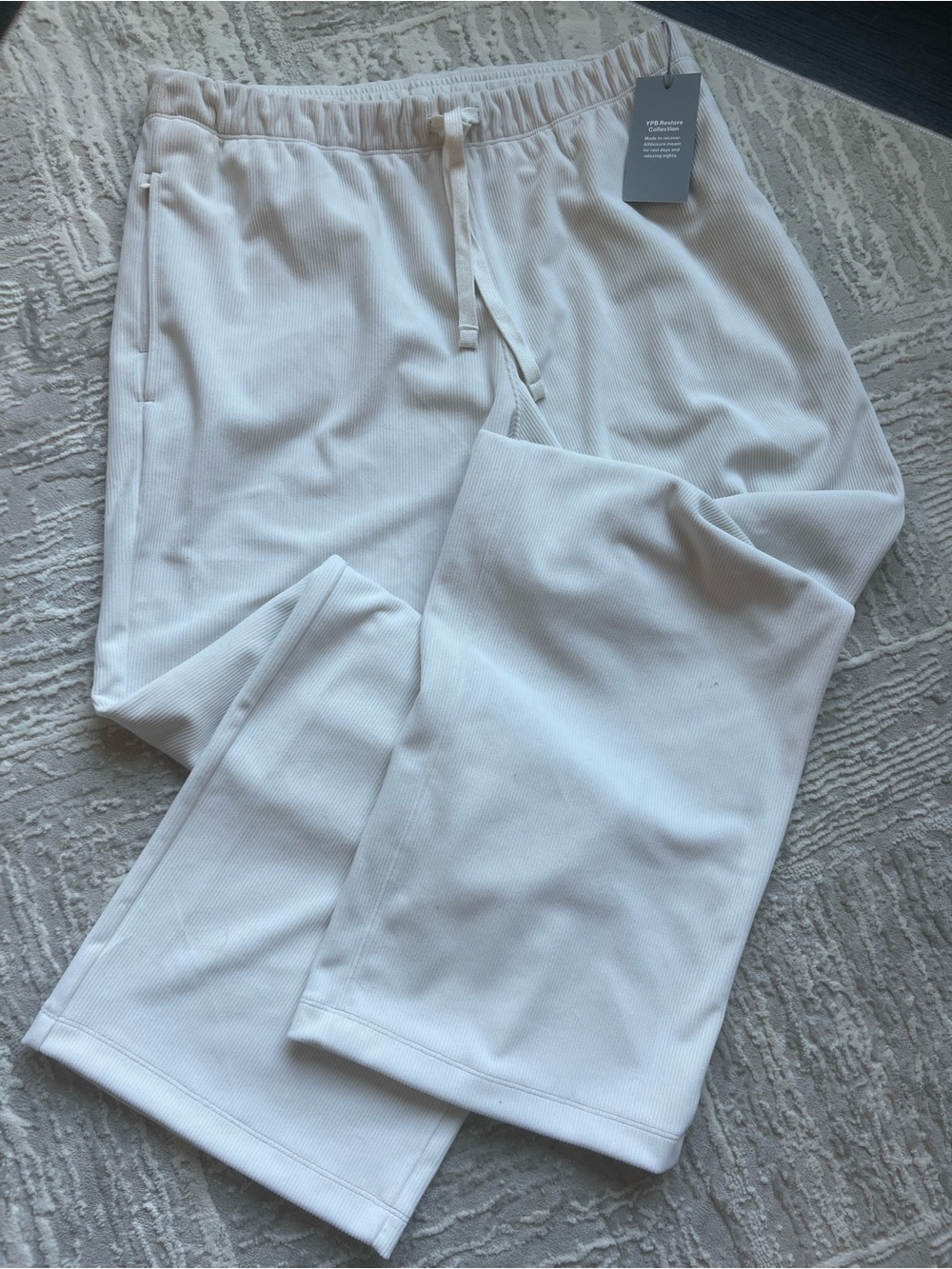 Abercrombie White Ribbed Lounge Pants
